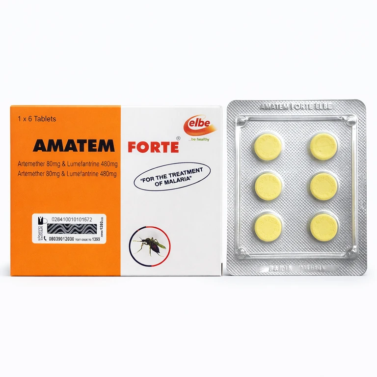 Amatem Forte Tablets (Artemether 80 mg + Lumefantrine 480 mg) x 6 tablets